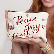 1 件圣诞礼物、印有圣诞元素的化妆包、旅行用礼品袋拉链袋、轻便储物袋、零钱包、拉链手拿包、化妆包化妆收纳包美容包化妆包、化妆包、度假收纳包旅行必需品假日化妆收纳包女士旅行包