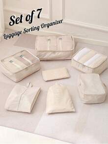 6/7/8/9pcs Travel Packing Cubes, Luggage Organizer Bags, Laundry Bag, Shoe Bag, Multi-Function Compression Packing Cubes, Lightweight Travel Luggage Organizer, Washable Nylon Material, Suitable For Students, Teachers, Travelers