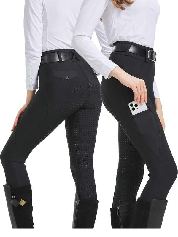 4-Seasons Quick-Dry Professional Equestrian Sports Pants, Elastic Slim-Fit Wear-Resistant Silicone Anti-Slip Horse Riding Pants, Equestrian Equipment (Non-Fleece)