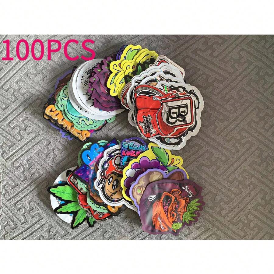 100 Mylar Bags - 3. 5g Mylar Bags, Reusable Packaging Bags, Gift Bags, Plastic Bags, Zipper Bags, Candy Bags, Suitable For Christmas, Halloween, Easter Holiday Gift Packaging, Great For Party Events, Random 10 Styles Mixed - K37, Party Hand Decorations, Festive Design, Durable Material, Party Planner