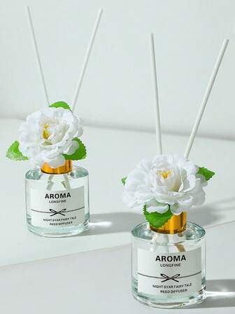 1 瓶，栀子花无焰香薰扩散器（藤条扩散器）- 50 毫升（1.7 液体盎司）家居装饰空气清新剂，适用于客厅、浴室 | 持久留香，装饰性精油扩散器，具有天然香气