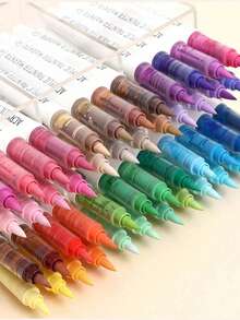 Juego de 9 colores de rotuladores acrílicos Languo, punta suave de gran capacidad, tonos de piel minimalistas tipo macarrón, gris, marrón, coloridos, bolígrafos de color negro, lápices de colores para dibujar personajes de dibujos animados para estudiantes, pinceles de arte DIY para grafiti y pintura, aptos para piedra, vidrio, cerámica, metal y otros materiales, disponibles en 45/126/171 colores