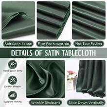 1pc Rectangular Tablecloth, Non-Fading Satin Tablecloth, Suitable For High-End Hotel Banquets, Wedding Banquets, Restaurant Party Decorations - Dark Green - View 6