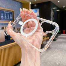 防震磁吸充电手机壳，带摄像头保护，兼容 17/17 Air/17 Pro/17 Pro Max，透明亚克力超薄保护壳，也适用于 13/11/16 Pro Max/15/14 Plus/12 Mini/XS Max/7/8 Plus/16e，春季礼物，生日派对，复活节，妈妈的理想之选 - 無色 - 查看 13