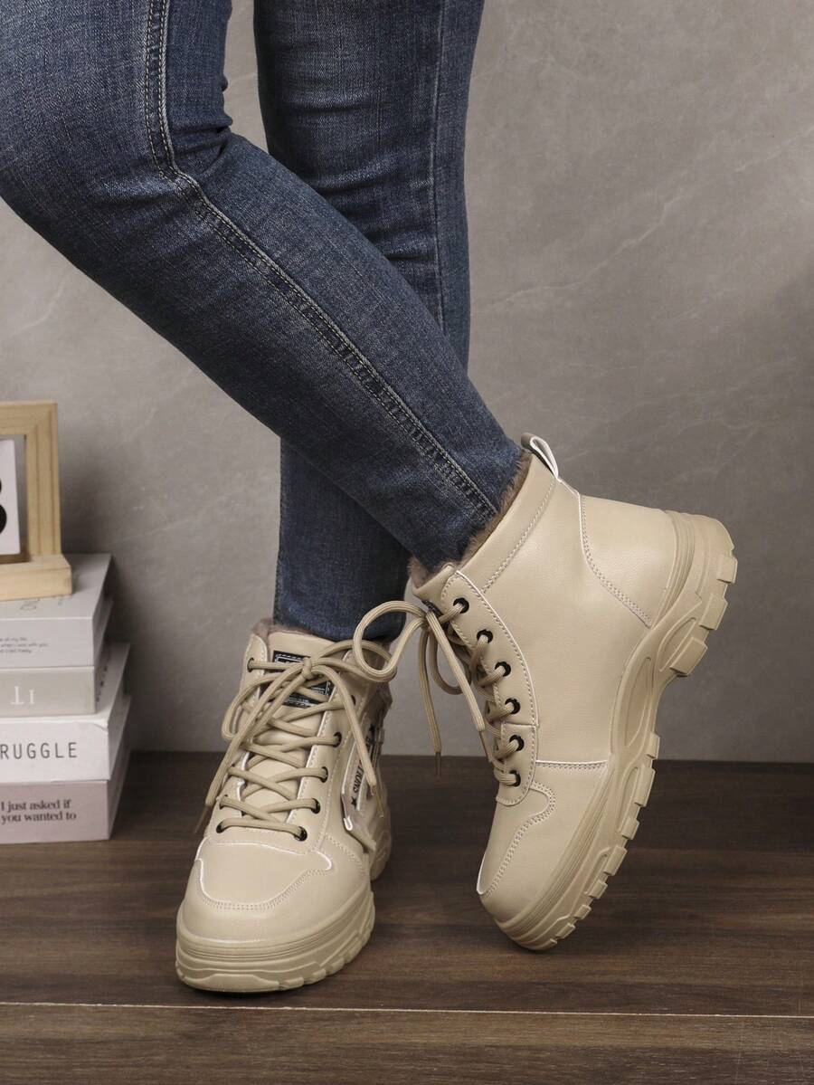 Botas de nieve con suela gruesa de moda para mujer