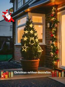 1 Stücke Neue Weihnachtsdekoration Saugnapf, Stern und Glocke Drei-Teile-Saugnapf, Schneeflocke Fensterdekor Saugnapf, Schneeflocke, Stern, Glocke, Weihnachts-Stimmungsbeleuchtung, batteriebetrieben, Weihnachten und Neujahr, Party-Zubehör und Dekorationen, Weihnachtsbaum Dekorationen