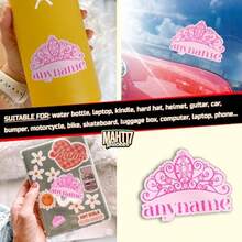 Custom Name Sticker Personalized Cute Pink Crown Princess Girly Name Waterproof Vinyl Stickers For Laptop Water Bottle Cars Phone Case Decal Decor Stuff Gifts - Nhiều - Xem 4