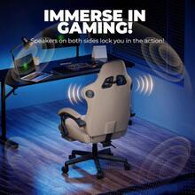 - PRO Music Gaming Chairs U2013 Built - In Speakers, App Support Control, Footrest Pocket, Gamer Chair Adults, Ivory