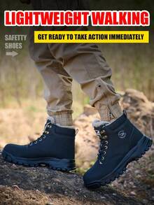 男士保暖安全工作靴，大码保暖高帮户外工业鞋，合成革鞋面搭配EVA鞋底，适合建筑、采矿、徒步、狩猎等活动，秋冬季御寒靴。