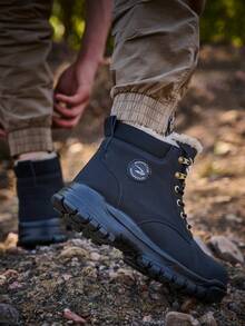 男士保暖安全工作靴，大码保暖高帮户外工业鞋，合成革鞋面搭配EVA鞋底，适合建筑、采矿、徒步、狩猎等活动，秋冬季御寒靴。