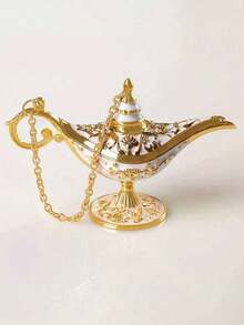 Vintage Magic Lamp Costume Accessories, Classic Arabian Prop Flower Pot Decor (Multiple Colors), Luxury Gold Pattern, Suitable For Home, Living Room, Home Decor, Theme Party Decor, Scene Decor, Holiday Decor, Ideal Gift For Birthday
