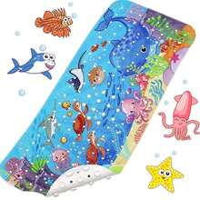 Children's Bath Mat Non-Slip And Mildew-Proof, Cartoon Baby Bath Mat, 100x40cm Extra Large Non-Slip Shower Mat Children's Bathtub Mat With Suction Cup And Drainage Holes, Machine Washable, Ocean Park - multicolour - View 10