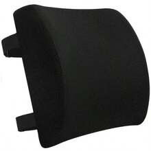 1 件记忆海绵腰部支撑垫，舒适靠背枕，适用于办公椅、汽车座椅、游戏椅，缓解背痛，可调节肩带，黑色 - 黑色 - 查看 8
