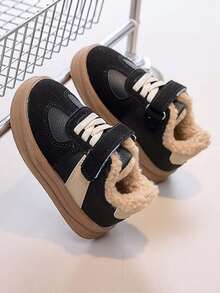 1 Paar unisex Mode Flach Sneaker, stoßabsorbierend rutschfest Kleinkind Laufschuhe, vielseitig warm gefüttert Kinder Lässig Schuhe, geeignet für Herbst/Winter Alltagstragen und Outdoor-Aktivitäten