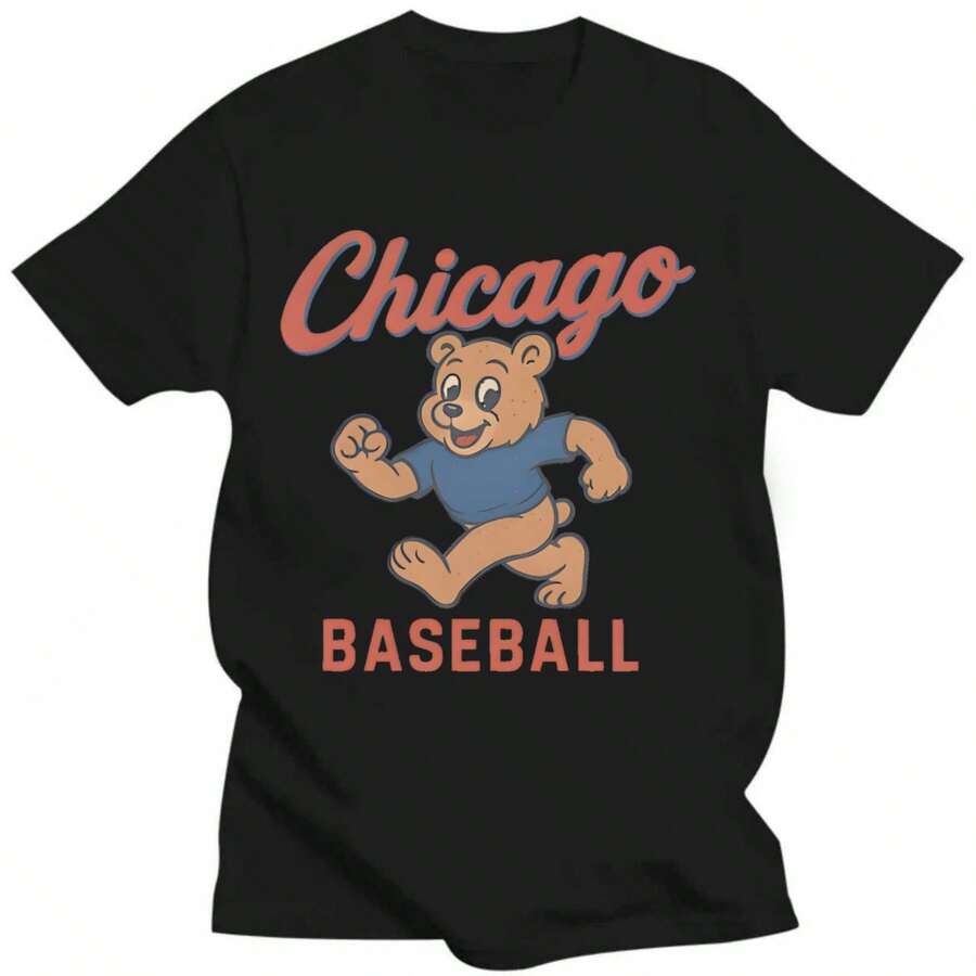 Chicago Cub Vintage T-Shirt, Chicago Baseball Shirt, Tee, Retro Cubs Shirt, Baseball Game Day, Chicago Baseball Fan Gift - 黑色 - 查看 1