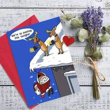 1pc Humorous Holiday Greeting Card - Cartoon Reindeer Selfie Festive Santa Design - Christmas Card For Family Friends Colleagues - Suitable For All Recipients, Holiday Cards, Granddaughter Christmas Card, Neighbor Christmas Cards, Premium Cardstock
