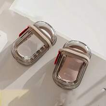 1pc Luxury Transparent Plastic Soap Dish With Drainage Tray, Portable Travel Soap Box, Non-Slip Design, Easy To Clean And Carry - Clear - View 3