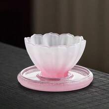 Set de tasse et soucoupe en verre dégradé de lotus fait main, résistant à la chaleur et au froid, convient pour les boissons froides, le thé de l'après-midi, les jus, l'usage quotidien, la maison, le restaurant, le bureau, un excellent cadeau pour les fêtes