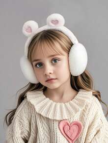 可折叠爱心耳罩 - 冬季保暖防冻学生可爱耳罩 - 儿童七星级保暖耳套，上学必备 - 彩色 - 查看 3