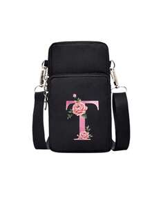 حقيبة كتف لتخزين الهاتف المحمول على شكل قلب فضي مع سحاب أسود، حروف A-Z باللون الوردي المائي، اكسسوارات عصرية ومريحة للأنشطة الخارجية، حقيبة هاتف محمول صغيرة، حقيبة معصم، حقيبة تسوق متقاطعة الجسم، حقيبة تخزين الهاتف المحمول، حقيبة مستحضرات التجميل، حقيبة رياضية متقاطعة الجسم، مناسبة للأصدقاء المهتمين بالرياضة، هدية مثالية للعائلة والأصدقاء