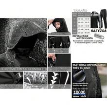 Traje Impermeable y Resistente al Viento para Motociclista Hombre - 60% Algodón, 40% Poliéster con Capucha y Cubrezapatos - Multicolor - Ver 1