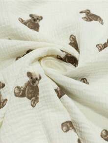 1pc Chiffon Baby Blanket, Windproof Wrap, Maternity Ward Swaddle Blanket, Unisex Newborn Muslin Swaddle Wrap, Lightweight Blanket - Teddy Bear - View 4