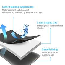 41" Guitar Bag With 5mm Thick Padding 600D Water Resistent Oxford Fabric Multi-Pocket Design Side Handle Adjustable Shoulder Straps Guitar Accessories - màu đen - Xem 3