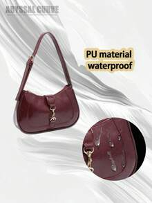 Novachic,1pc Retro Minimalist Hook Decor Adjustable Shoulder Strap Crescent Shape Bag, Suitable For Date, Outing, Party - Màu Đỏ Sâu - Xem 3