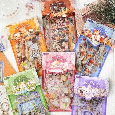 15 Stück Garten Landschaft Möbel Themen Aufkleber Premium wasserfeste Vinyl Aufkleber für Scrapbooking, Tagebücher und Laptops - langanhaltend & dekorative Sammelalbum Zubehör für Erwachsene Aufkleber Bücherregal transparente Aufkleber Buch Siegelaufkleber Buch