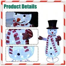Dazzle Bright Christmas Snowman Decorations 3 5 FT Pre Lit 70 LED Pop Up Snowman Collapsible Lighted Snowman With Metal Stand For Indoor Outdoor Garden Yard Home Party Xmas Decor - trắng - Xem 5