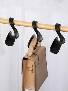 Gancho de percha arqueado, perchero para bolsos y carteras, para armario y almacenamiento colgante, soporte de plástico para mochilas, carteras y bolsos (Negro) - Negro - Ver 3