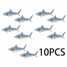 4pcs Blue Shark Embroidered Patches - Blue & White Ocean Theme Iron-On/Sew-On Fabric Appliques, High-Quality Heat Transfer/Sewing Decorative Patches For DIY Crafts, Clothing, Hats, Bags, Blankets - Ideal For Couples Outfits, Gifts, Journal Decorations - Fashionable Knitting Accessories, Embroidery Materials, Exquisite Details Embellishment