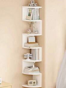 1pc Corner Wall Shelf, Triangular Floating Shelves, Multipurpose Storage Rack For Living Room, Bedroom, No Drilling Required - Multicolor - View 1