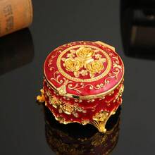 1pc Exquisite Rose Jewelry Box Vintage Home Enamel Jewelry Box Creative Desktop Jewelry Storage Box, Luxurious Exquisite Jewelry Storage Box Gift - Red - View 12