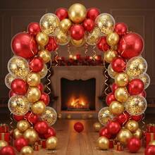 20/113 piezas Conjunto de guirnalda de globos roja y dorada, incluye globos con brillo, adecuado para decoración de Navidad, boda, fiesta de cumpleaños, fondo elegante de arco, apto para decoración de fiesta festiva