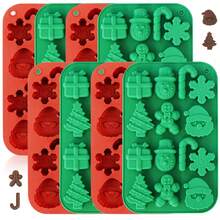 Silicone Cookie Baking Mold Set - Non-Stick Heat-Resistant Cookie Cutters For Oven/Freezer/Dishwasher, Reusable Cake Decorating Tools With 8 Shapes (Snowflake/Star/Heart/Tree Etc.)