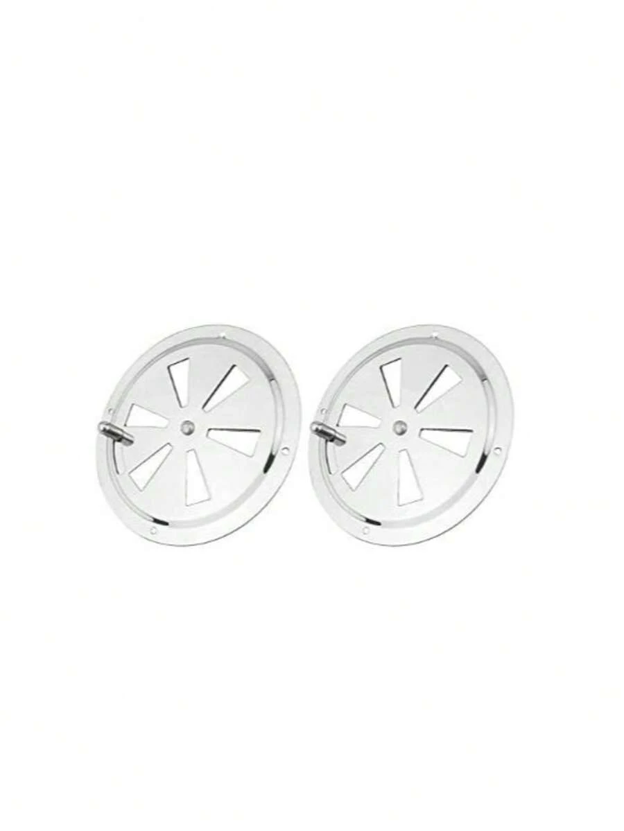 ISURE MARINE 2 Pack Of 4 Inch Cabin Ventilation Plate Vent Round Butterfly Air Vent Gill Plate With Side Knob 304 Stainless Steel For Marine Boats Accessories - Silver - View 1