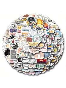 100pcs/Pack Spanish Bible Verses & Inspirational Quotes Vintage Romantic Aesthetic Stickers, Cute & Fun Graffiti Vinyl Stickers For Party Decoration, Gifts, Luggage, Skateboard, Cups, Helmets, Stationery