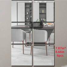 6 件加厚亚克力镜面墙贴，自粘装饰镜，适用于浴室、客厅、卧室、衣柜、全身镜，创意装饰 - 銀色 - 查看 16