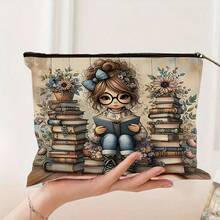 2 piezas, Bolsa de maquillaje con estampado de versículos bíblicos y bolsa de cosméticos con cremallera y bolsa de artículos de tocador - Bolsa de medicina reutilizable estilo bohemio, bolsa de almacenamiento con tema de familia cristiana y estética universitaria - Para la escuela, la decoración del hogar de verano, la bolsa de aperitivos 9in*6in