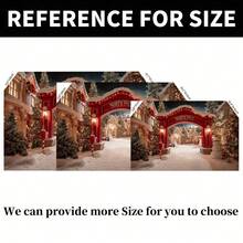 1 Red Christmas Arctic Snow Village Background Cloth, Winter Wonderland Scene With Santa's House, Snowscape And Twinkling Lights, Perfect For Indoor/Outdoor Holiday Parties, Photo Backdrops, Christmas Events, Winter Christmas Themed Background, Christmas Background Cloth, Snowman Themed Background, Merry Christmas Photo Background - Multicolor - View 6