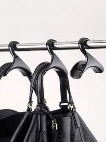 Gancho de percha arqueado, perchero para bolsos y carteras, para armario y almacenamiento colgante, soporte de plástico para mochilas, carteras y bolsos (Negro) - Negro - Ver 4