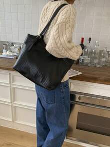 Home Commuter Tote Bag 2025 High-Capacity Fashion Shoulder Bag Waxed Leather Retro Portable Shopping Bag[Random Color And Style For Shipment]