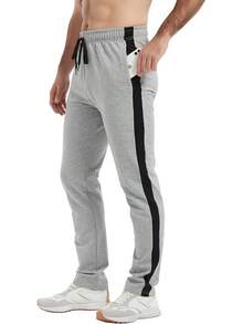 34/36/38/40 Long Inseam Men's Tall Striped Sweatpants Workout Training Lounge Joggers Pants With Pockets-2025 - 淺灰色 - 查看 7