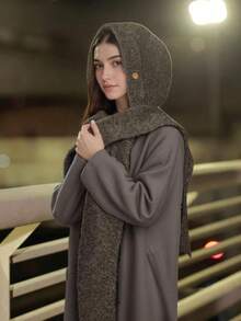 Women's Fashion Versatile Balaclava Hat, Knitted Hat Scarf Set, Autumn/Winter Outdoor Ear Warmer Beanie Autumn Decor