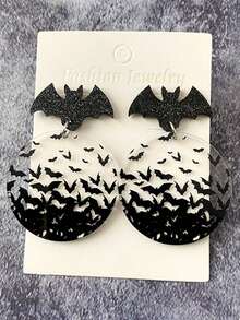 2 pezzi Orecchini a perno in acrilico trasparente a forma di pipistrello unici, orecchini pendenti in stile vintage in acrilico per donne, adatti per feste di Ognissanti, uscite (senza scheda, motivo a pipistrello casuale)