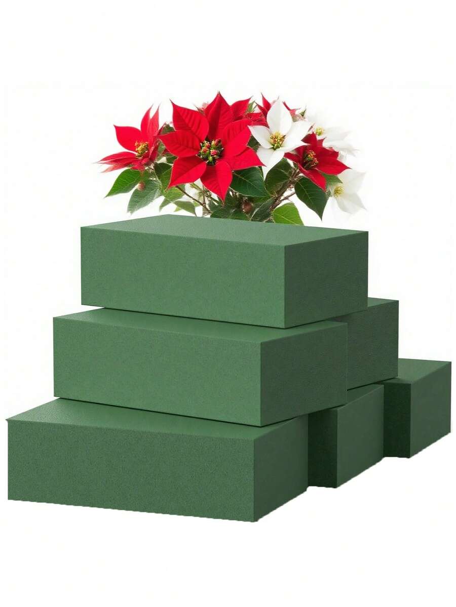 10Pcs/1P(4.33in*2.96in*1.57in)-Wet And Dry Flower Foam Brick,A Green Polystyrene Foam Block,Is Suitable For Flower Arrangement,Plant Decoration And Handicraft Making.It Can Also Be Used For Spring Flower Arrangement And Handicraft Creation. - Multicolor - View 1