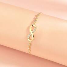 Möbius Symbol Bracelet For Women, Infinity Loop Minimalist Bangle, Adjustable Eternal Love Jewelry Gift, Dainty Gold/Silver Stacking Bracelet