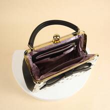 Bolso de mano de piel patentada minimalista con lunares burdeos de moda, nuevo bolso de hombro y bandolera con lazo para mujer