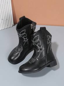 Botas bordadas lindas y de moda para niñas, botas occidentales bordadas simples para niñas para la vuelta al colegio y la vida en el campus
